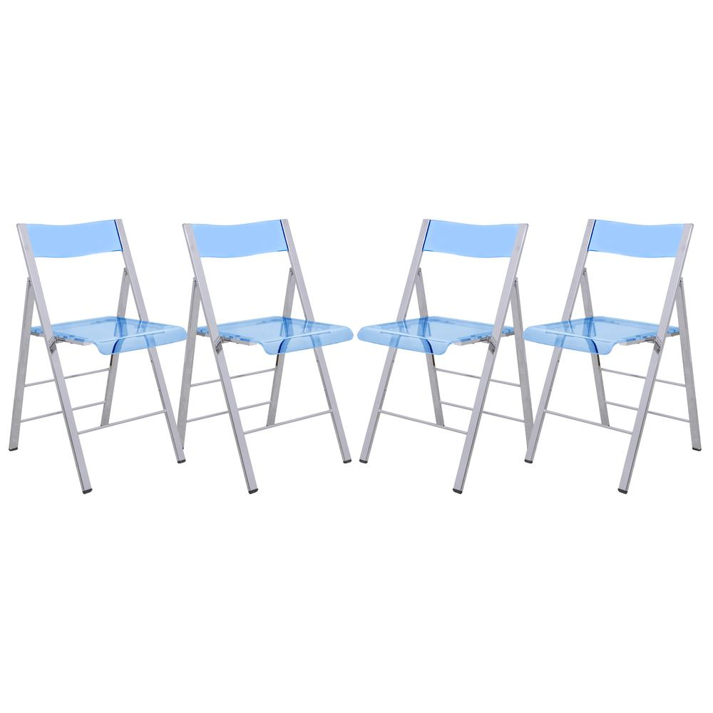 LeisureMod Menno Modern Acrylic Folding Chair, Set of 4