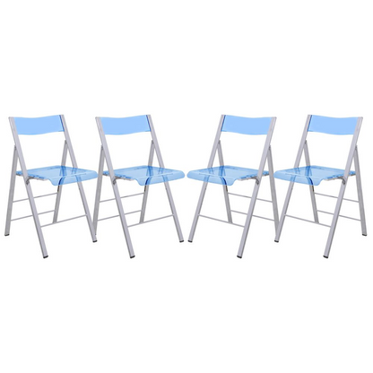 LeisureMod Menno Modern Acrylic Folding Chair, Set of 4