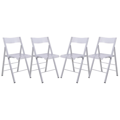 LeisureMod Menno Modern Acrylic Folding Chair, Set of 4 - High-Quality, Foldable Seats