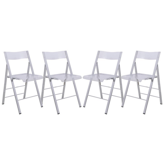 LeisureMod Menno Modern Acrylic Folding Chair, Set of 4 - High-Quality, Foldable Seats