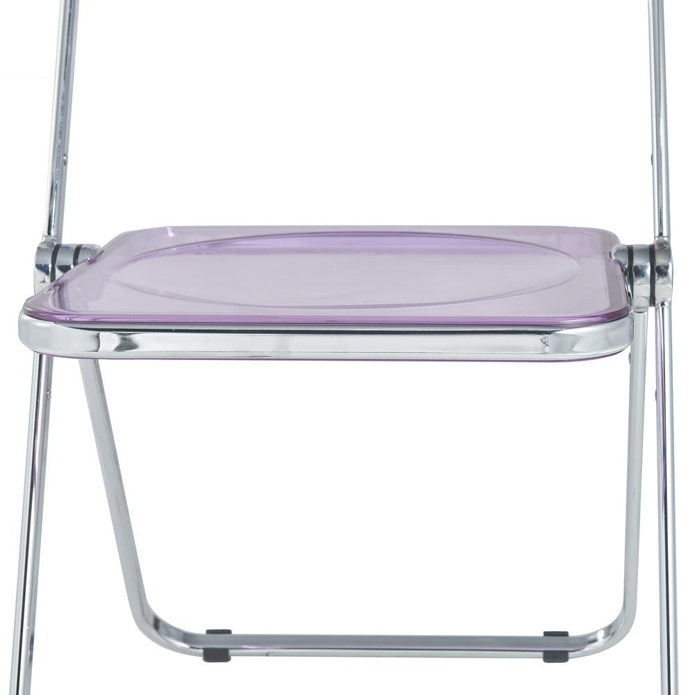 LeisureMod Lawrence Acrylic Folding Chair With Metal Frame, Set of 2