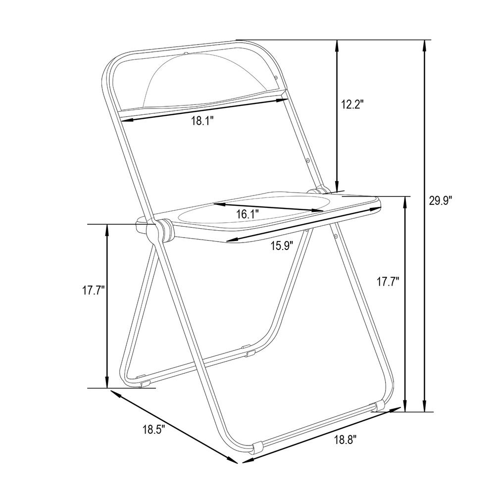 LeisureMod Lawrence Acrylic Folding Chair With Metal Frame, Set of 2