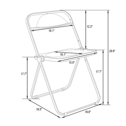 LeisureMod Lawrence Acrylic Folding Chair With Metal Frame, Set of 2