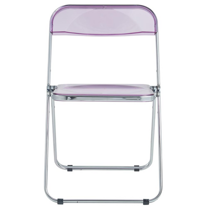 LeisureMod Lawrence Acrylic Folding Chair With Metal Frame, Set of 2