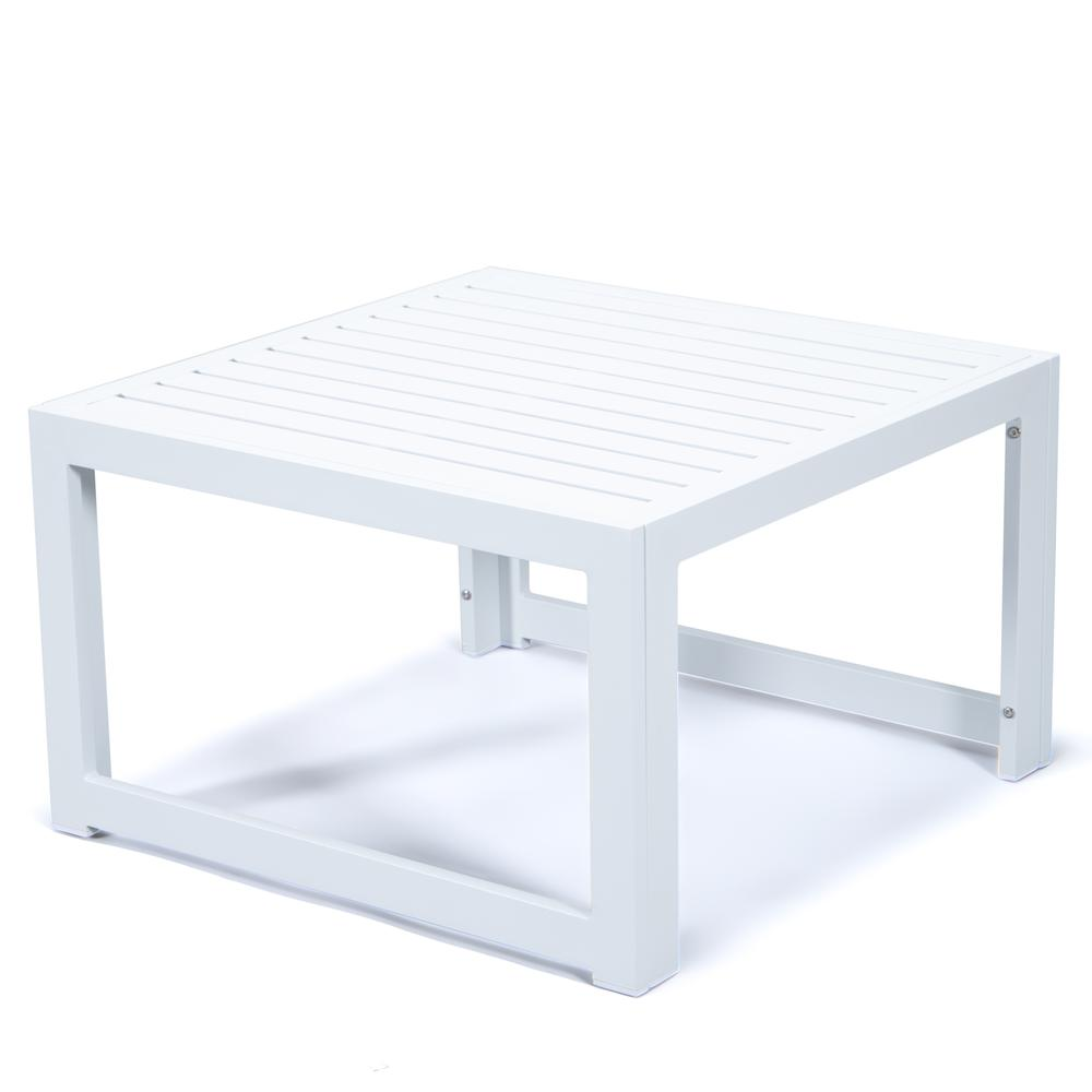 LeisureMod Chelsea Patio Coffee Table With White Aluminum - Navarrete Furniture