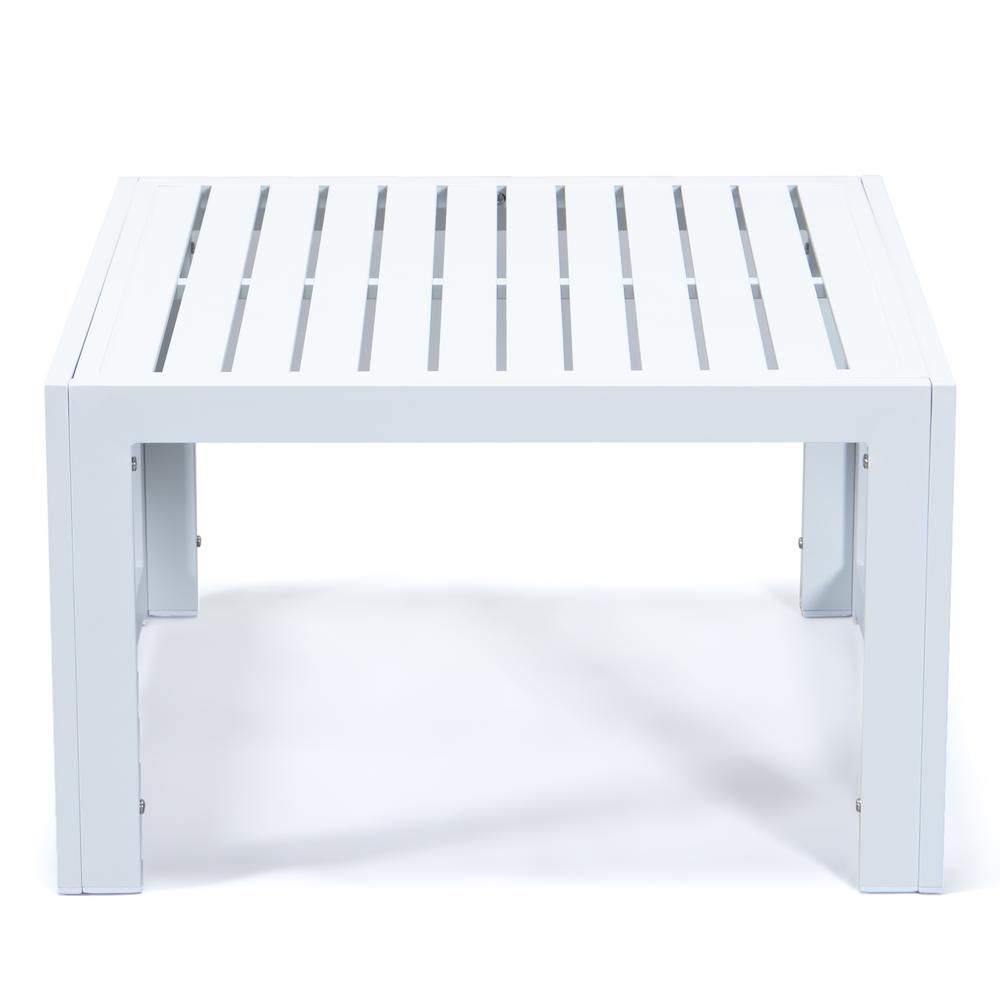 LeisureMod Chelsea Patio Coffee Table With White Aluminum - Navarrete Furniture