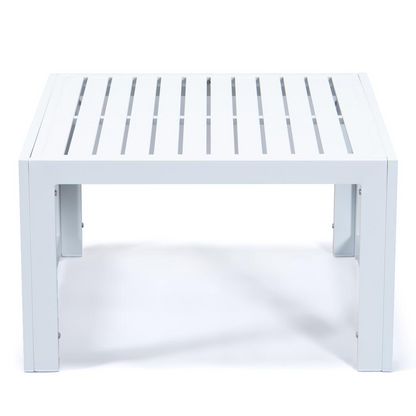 LeisureMod Chelsea Patio Coffee Table With White Aluminum - Navarrete Furniture