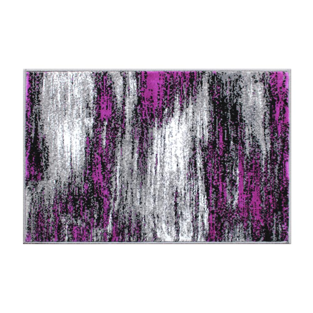 Purple Abstract Scraped Area Rug - 2' x 3' - Stain-Resistant, Water Repellent, and Durable