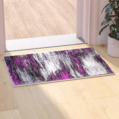 Purple Abstract Scraped Area Rug - 2' x 3' - Stain-Resistant, Water Repellent, and Durable