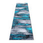 2' x 7' Turquoise Abstract Area Rug - Stain-Resistant, Water Repellent, Ultra-Soft Olefin Fibers