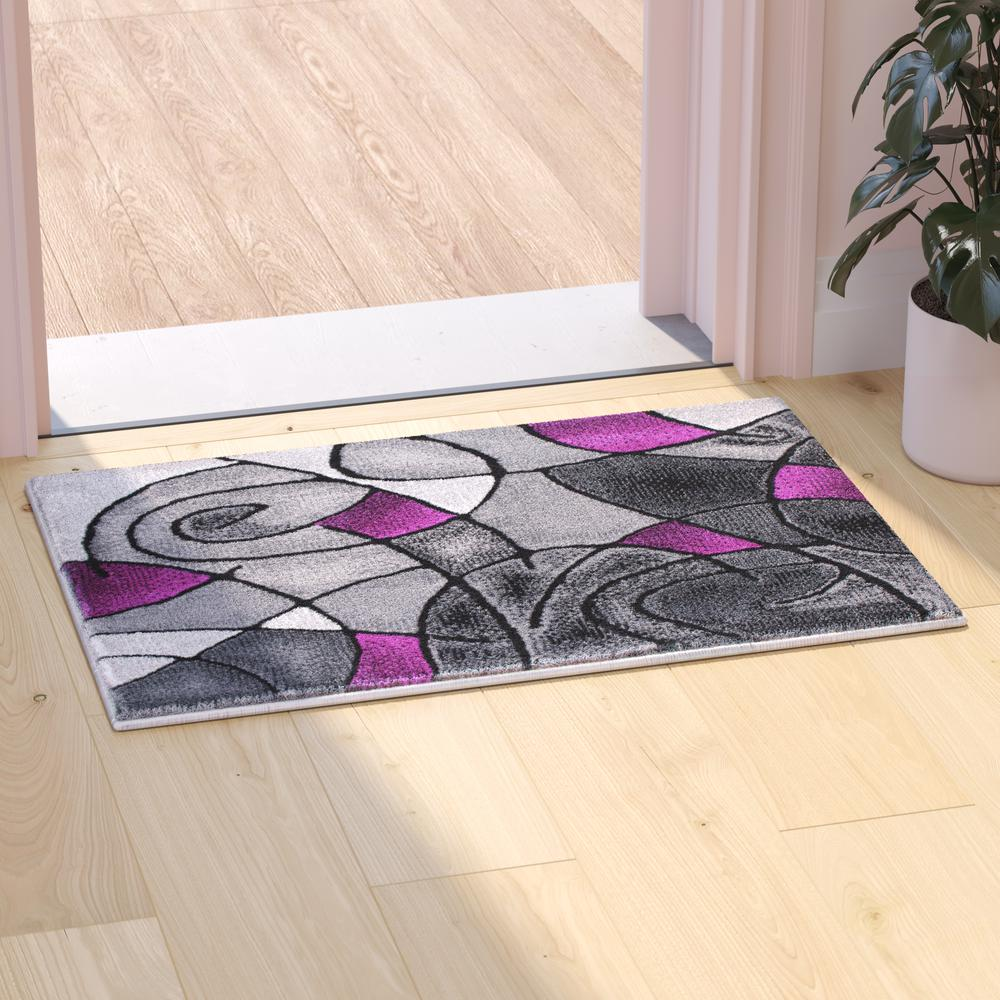 2' x 3' Purple Abstract Pattern Area Rug - Olefin Rug - Contemporary Design, Stain-resistant, Durable - Perfect for Any Room