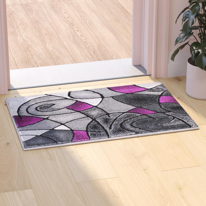 2' x 3' Purple Abstract Pattern Area Rug - Olefin Rug - Contemporary Design, Stain-resistant, Durable - Perfect for Any Room