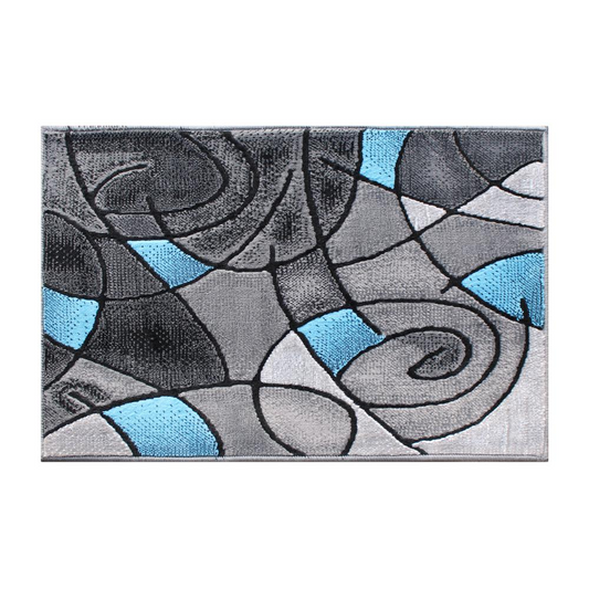 2' x 3' Blue Abstract Pattern Area Rug - Olefin Rug