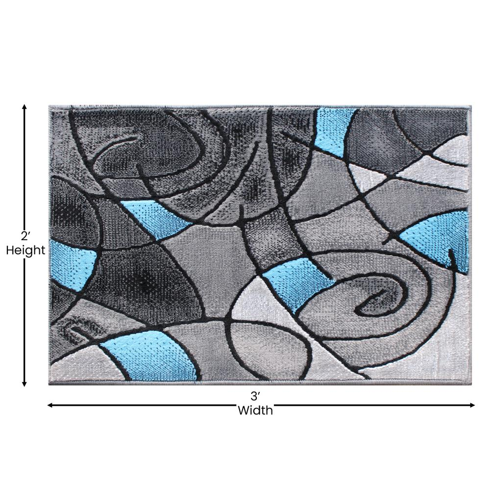 2' x 3' Blue Abstract Pattern Area Rug - Olefin Rug