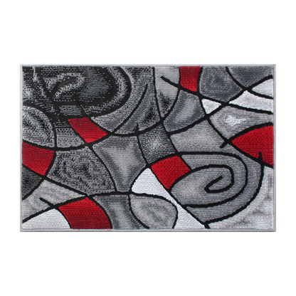 2' x 3' Red Abstract Pattern Area Rug - Olefin Rug