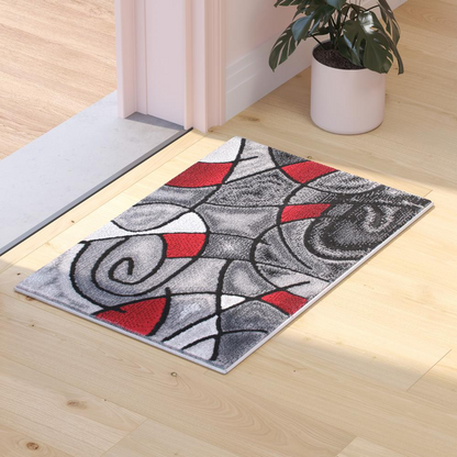 2' x 3' Red Abstract Pattern Area Rug - Olefin Rug