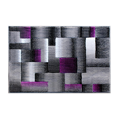 2' x 3' Purple Color Blocked Area Rug - Modern Geometric Pattern | Stain-Resistant & Water Repellent