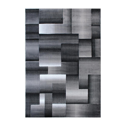 5' x 7' Gray Color Blocked Area Rug - Olefin Rug | Modern Geometric Design, Stain-Resistant Fibers