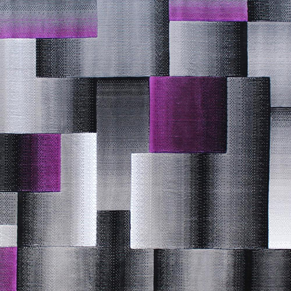 6' x 9' Purple Color Blocked Area Rug - Modern Geometric Pattern, Stain-Resistant Olefin Fibers