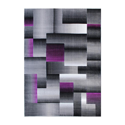 8' x 10' Purple Color Blocked Area Rug - Modern Geometric Pattern, Stain-Resistant and Water Repellent