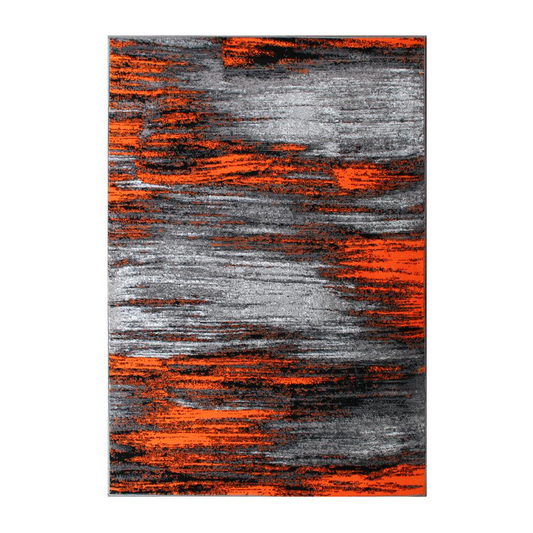 5' x 7' Orange Scraped Design Area Rug - Modern Distressed Abstract Rug for Home Decor