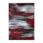 5' x 7' Red Scraped Design Area Rug - Modern Contemporary Accent Rug for Indoor Use