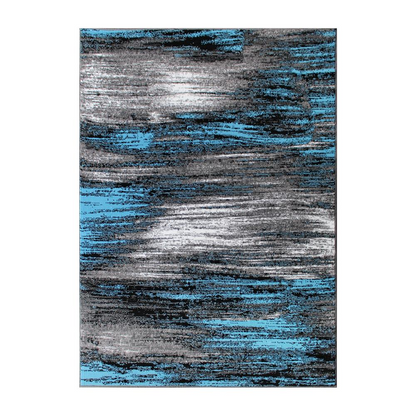 8' x 10' Blue Scraped Design Area Rug - Stain-Resistant Olefin Rug with Jute Backing