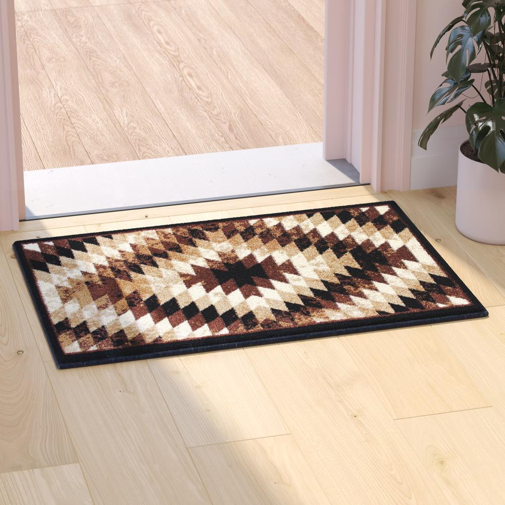 Southwestern 2' x 3' Brown Area Rug - Olefin Rug with Jute Backing