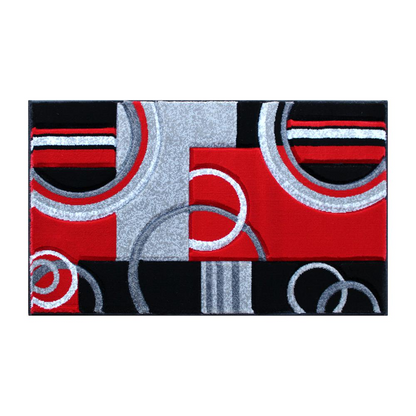 2' x 3' Red Geometric Abstract Area Rug - Olefin Rug