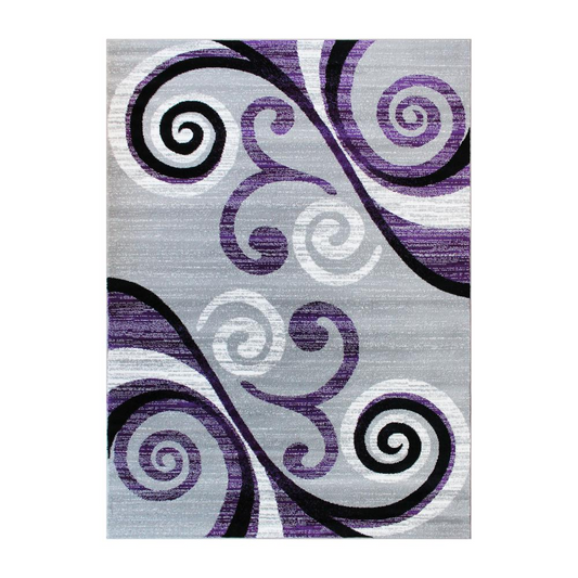 5' x 7' Purple Abstract Area Rug - Stain-Resistant, Distressed Design