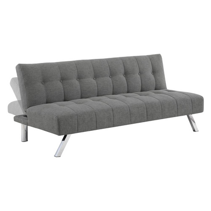 Sawyer Futon in Grey Fabric with Stainless Steel Legs - Contemporary Style and Comfort