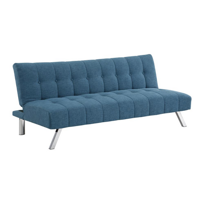 Sawyer Futon in Blue Fabric with Stainless Steel Legs - Stylish and Comfortable | Buy Online