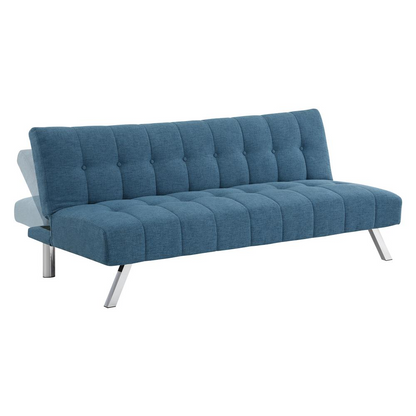 Sawyer Futon in Blue Fabric with Stainless Steel Legs - Stylish and Comfortable | Buy Online