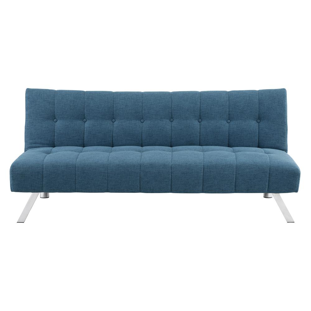 Sawyer Futon in Blue Fabric with Stainless Steel Legs - Stylish and Comfortable | Buy Online