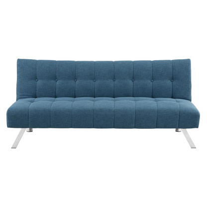 Sawyer Futon in Blue Fabric with Stainless Steel Legs - Stylish and Comfortable | Buy Online