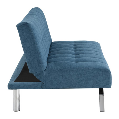 Sawyer Futon in Blue Fabric with Stainless Steel Legs - Stylish and Comfortable | Buy Online