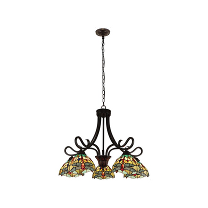 CHLOE Lighting EMPRESS Dragonfly Tiffany-style Dark Bronze Chandelier