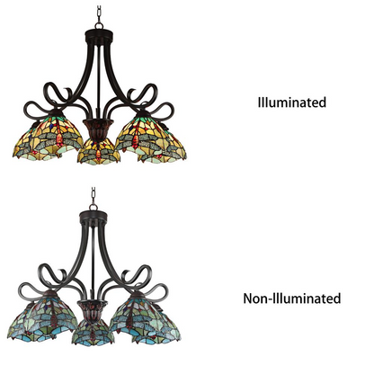 CHLOE Lighting EMPRESS Dragonfly Tiffany-style Dark Bronze Chandelier