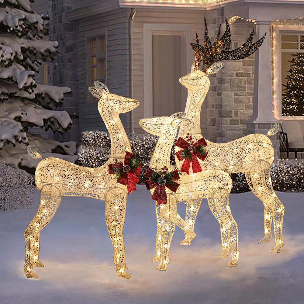 Set of 3 Deer Family Lighted LED Indoor Outdoor Holiday Decoration