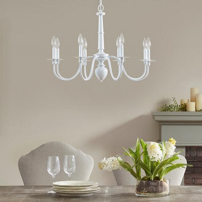 Amelia 8LT-Chandelier Glossy White - Elegant Candle Style Traditional Chandelier