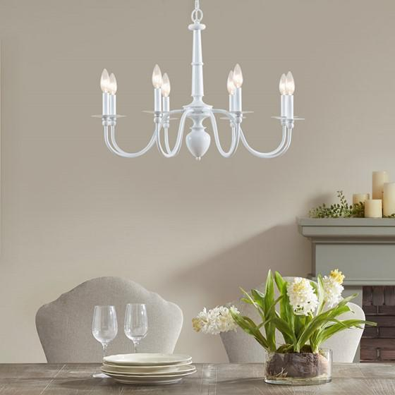 Amelia 8LT-Chandelier Glossy White - Elegant Candle Style Traditional Chandelier