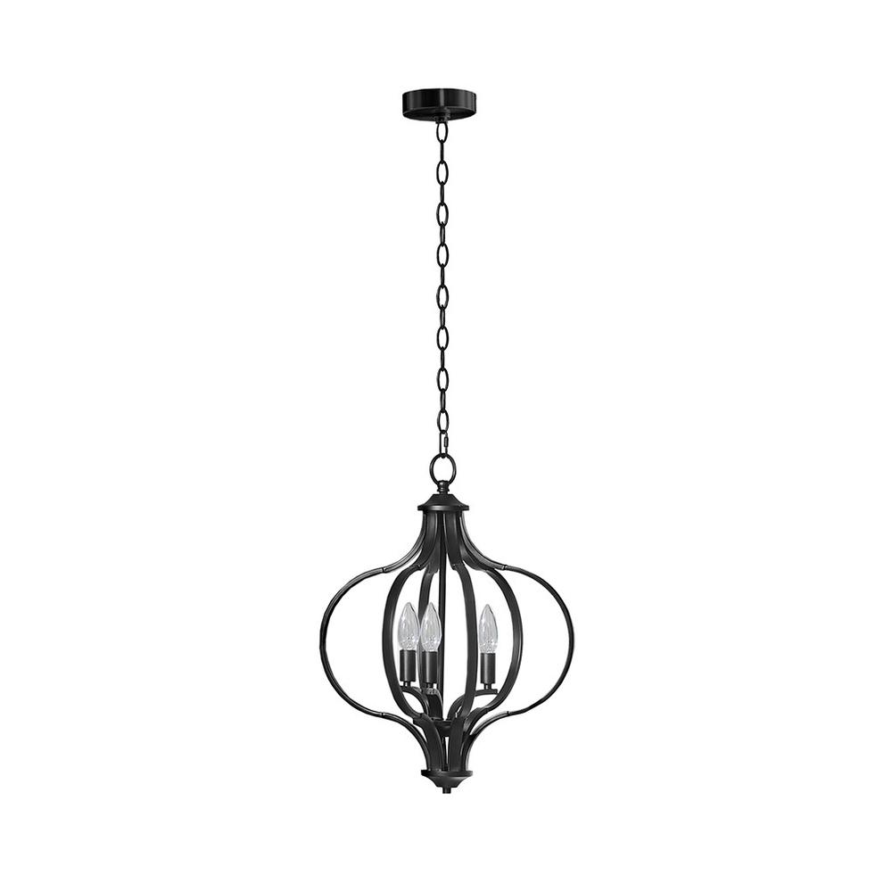 Nava Chandelier Black 16x16x61" - Modern Farmhouse Style