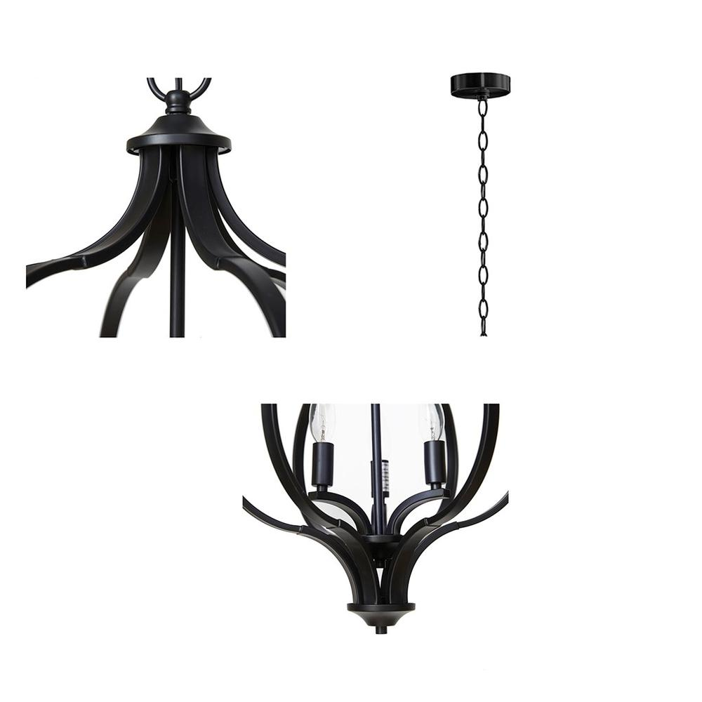 Nava Chandelier Black 16x16x61" - Modern Farmhouse Style