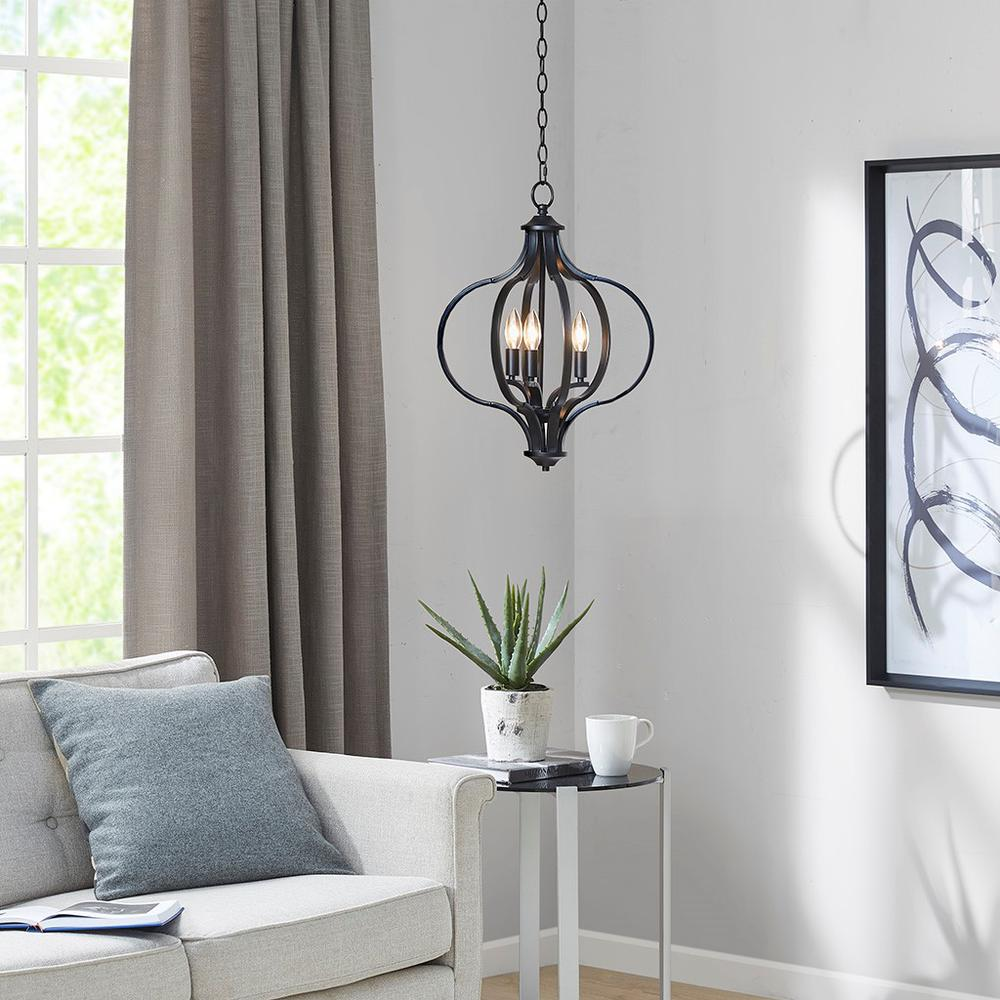 Nava Chandelier Black 16x16x61" - Modern Farmhouse Style