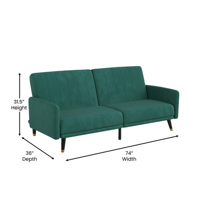 Sophia Premium Split Back Sofa Futon - Mid-Century Modern Style | Velvet Upholstery