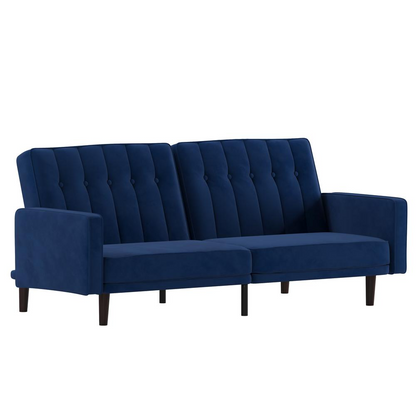 Carter Premium Tufted Split Back Sofa Futon - Mid-Century Modern Style | Velvet Upholstery | Adjustable Positions