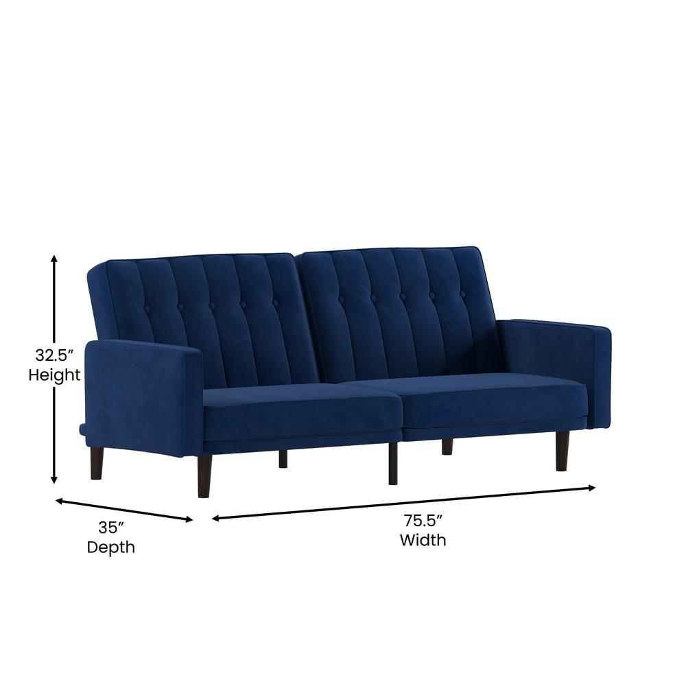 Carter Premium Tufted Split Back Sofa Futon - Mid-Century Modern Style | Velvet Upholstery | Adjustable Positions