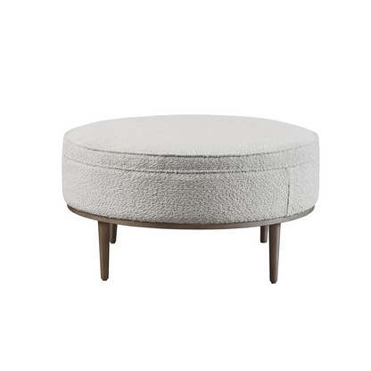 Upholstered Round Cocktail Ottoman with Metal Base 34" Dia, 34x34, Grey - Navarrete Furniture