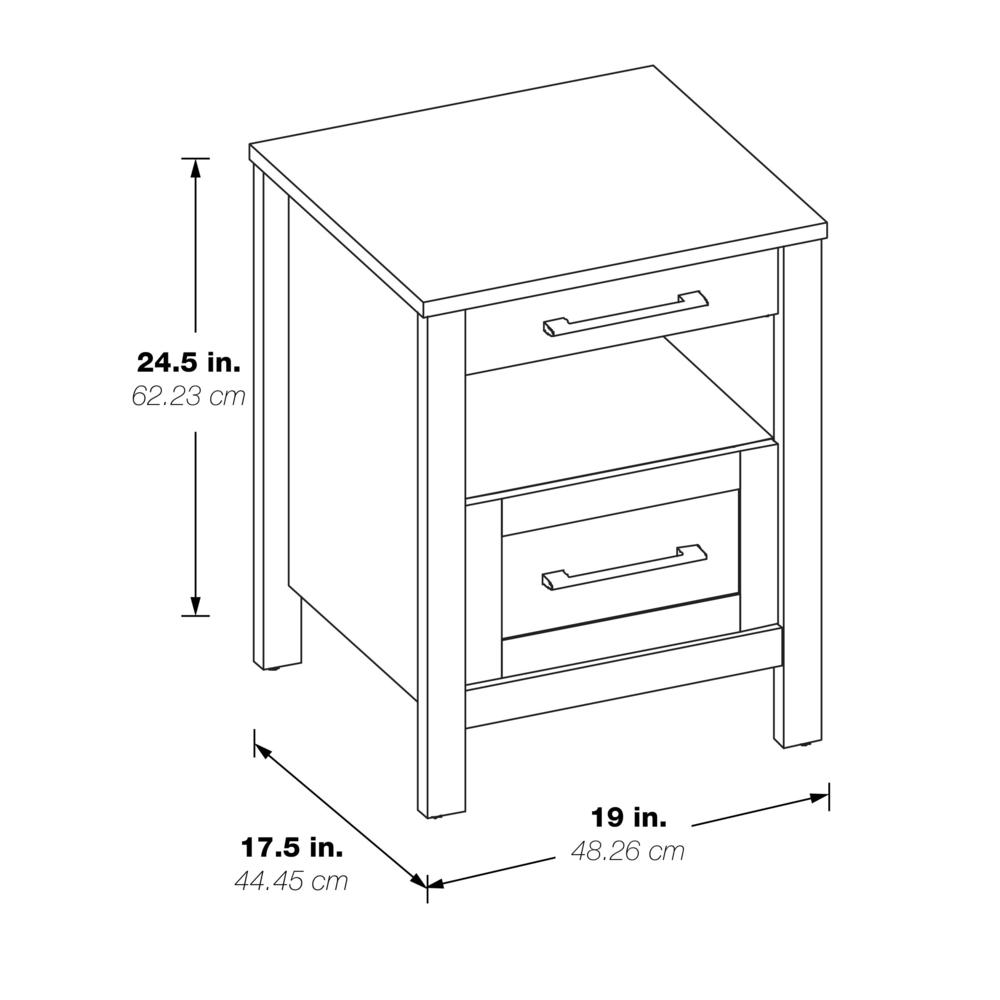 Stonebrook Nightstand, Classic Walnut - Premium Quality Nightstand with 2 USB Ports