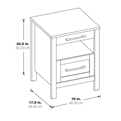 Stonebrook Nightstand, Classic Walnut - Premium Quality Nightstand with 2 USB Ports